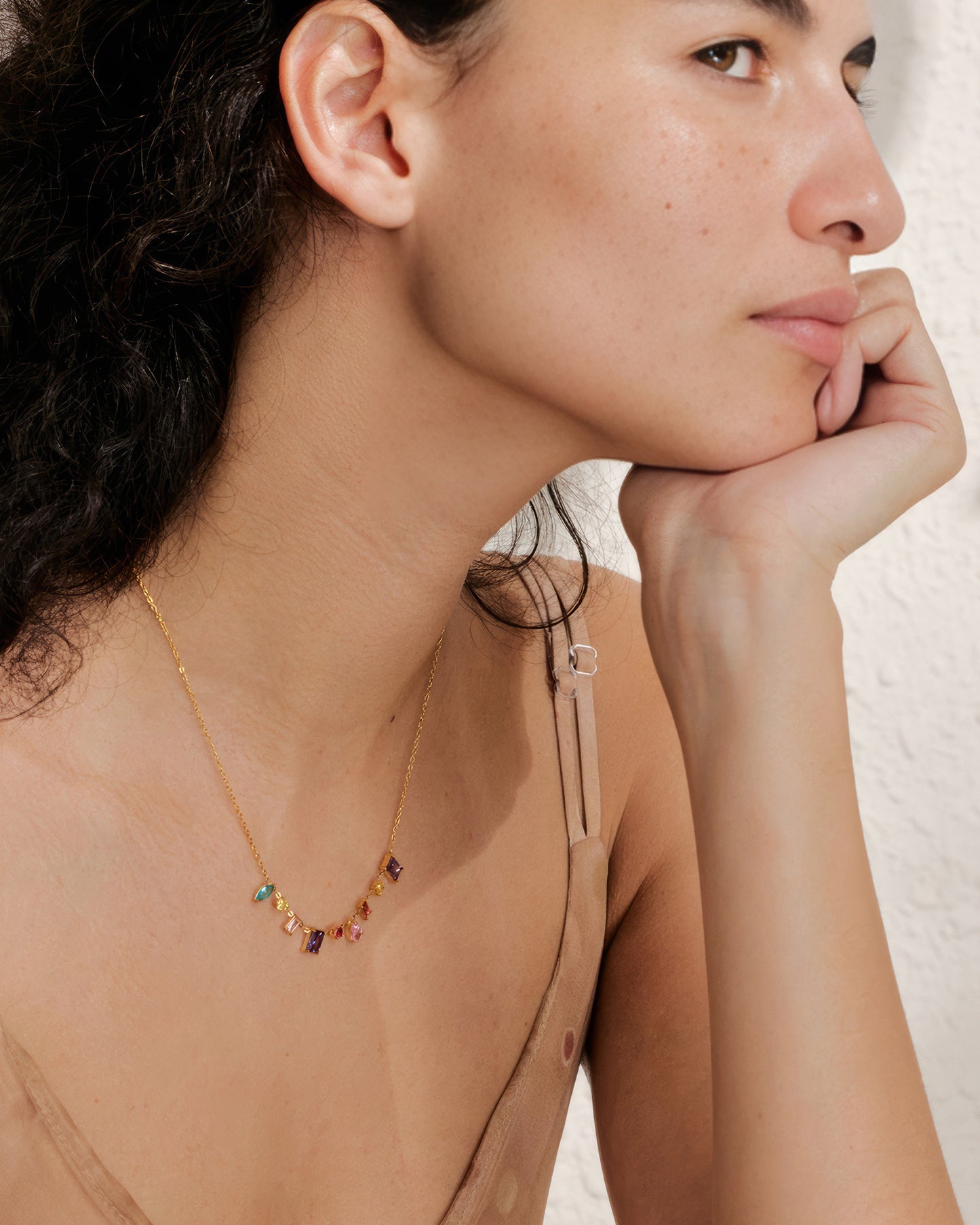 Zenya Prism Necklace - 18K - Side View - Ohh Glam