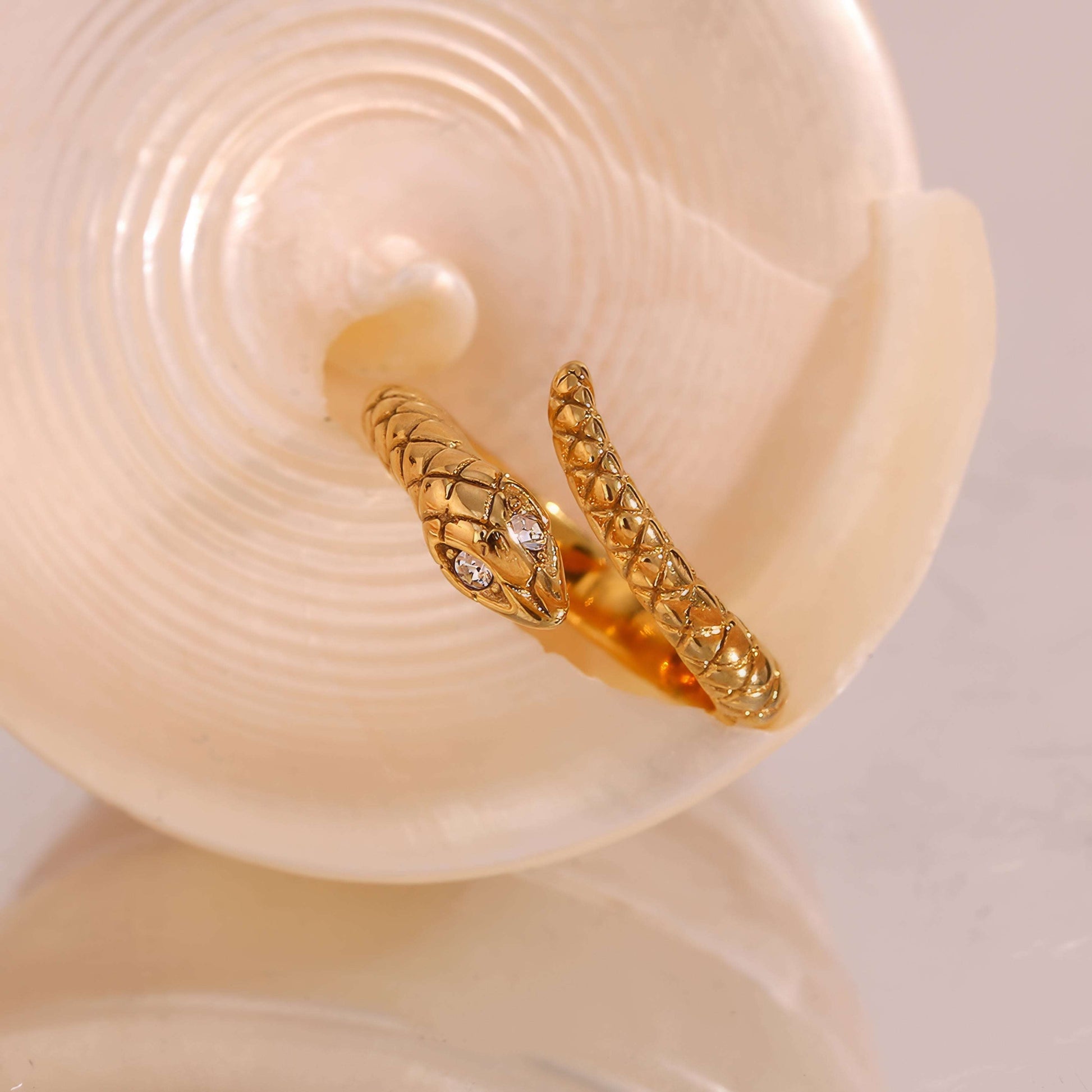 Crystal Eye Snake Ring - Gold - Additional View - Ohh Glam