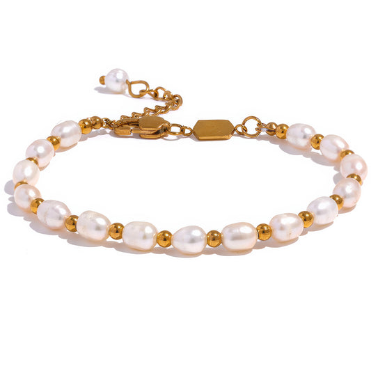 Natural Pearl Chain Bracelet - Ohh Glam