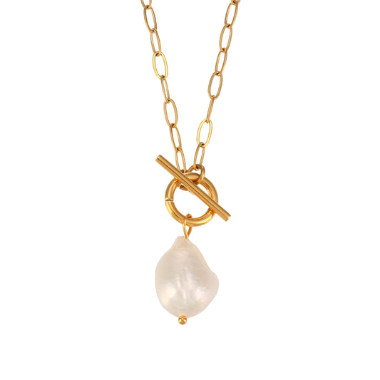 Baroque Pearl Toggle Necklace - Ohh Glam