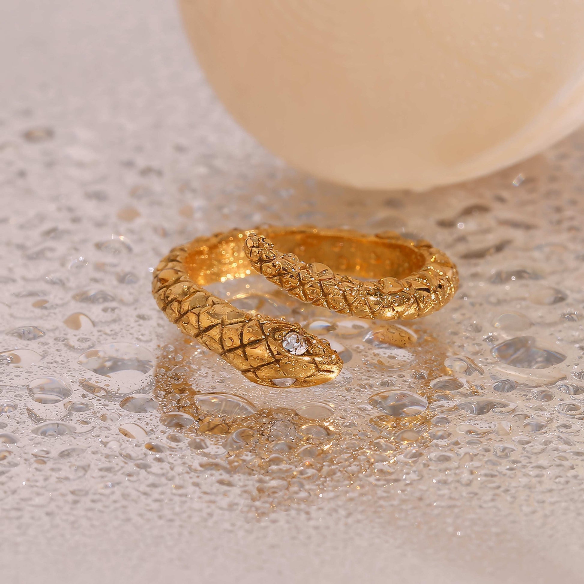 Crystal Eye Snake Ring - Gold - Additional View - Ohh Glam