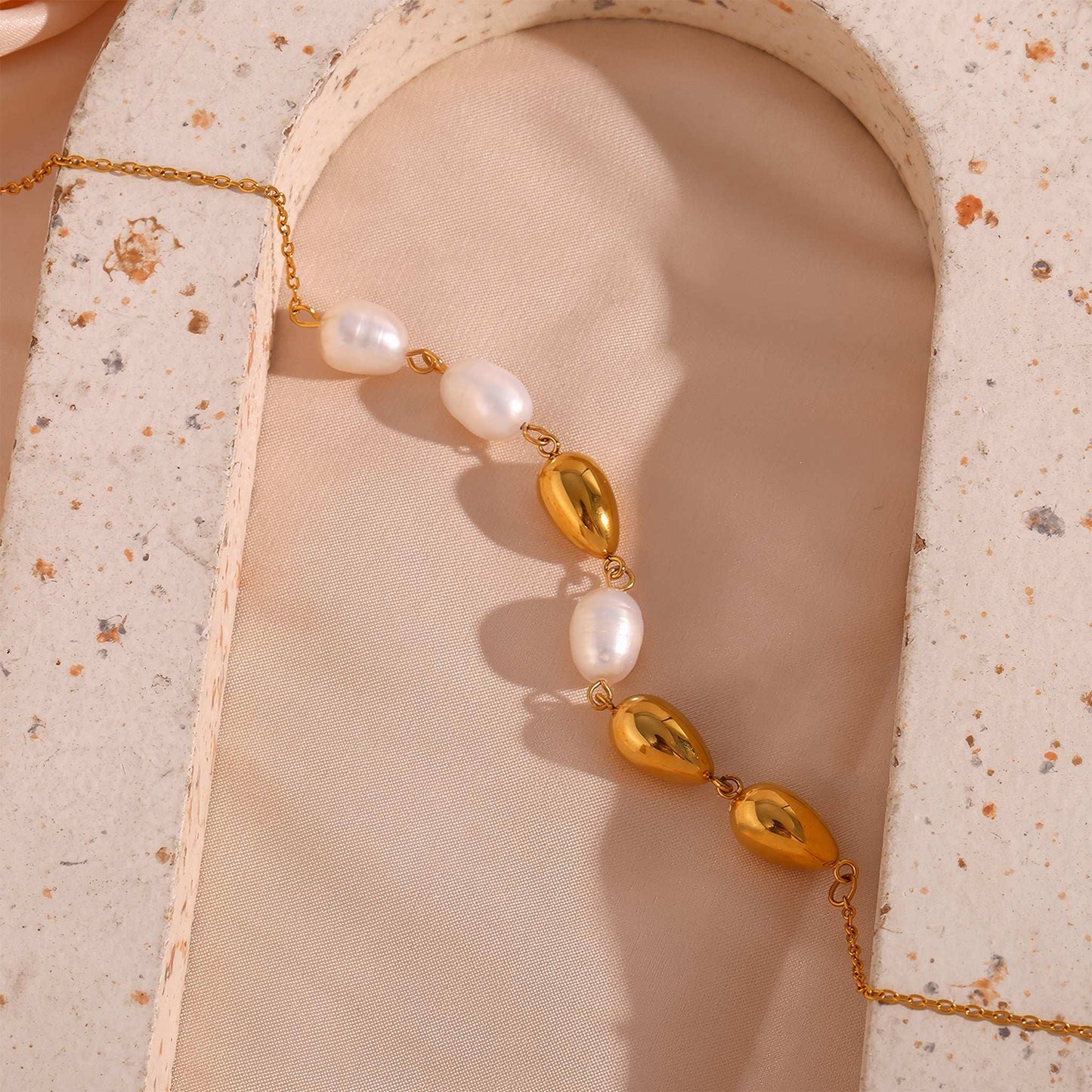 PEARLA Pearl & Gold Drop Necklace - Gold - Additional View - Ohh Glam