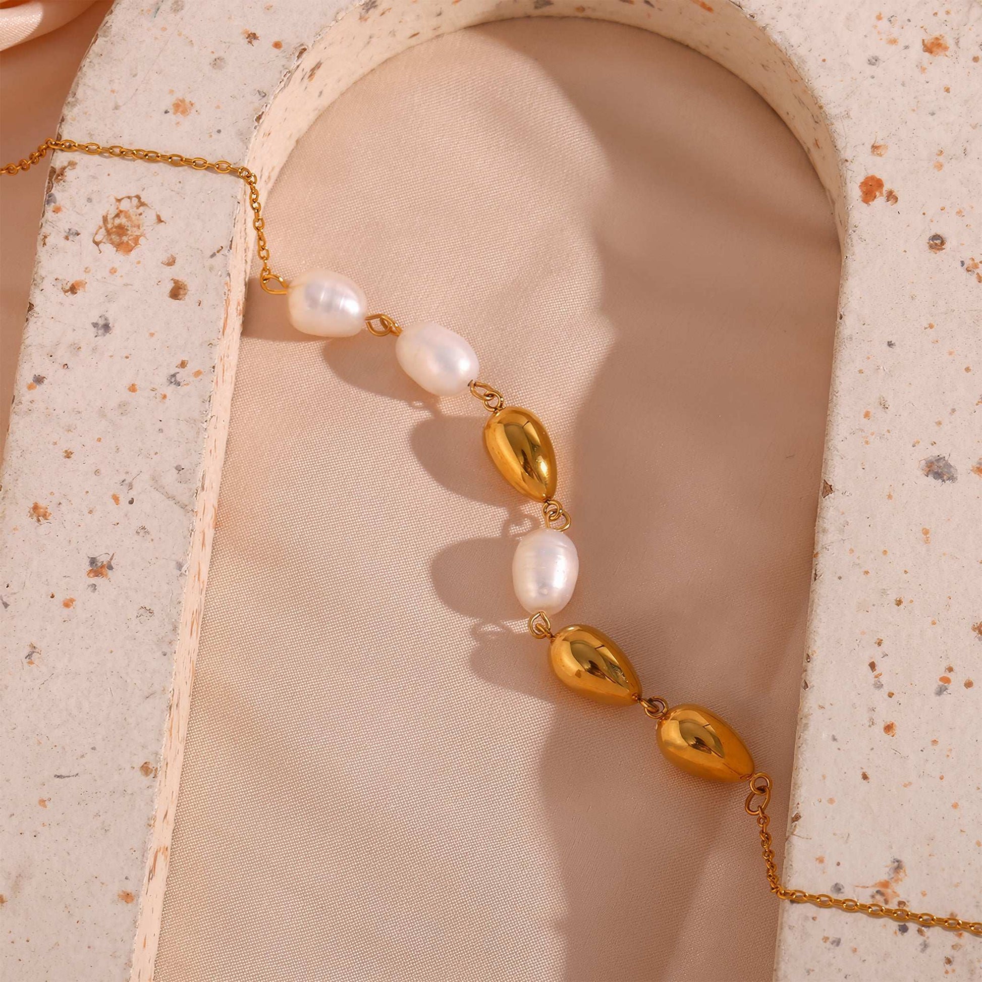 PEARLA Pearl & Gold Drop Necklace - Gold - Additional View - Ohh Glam