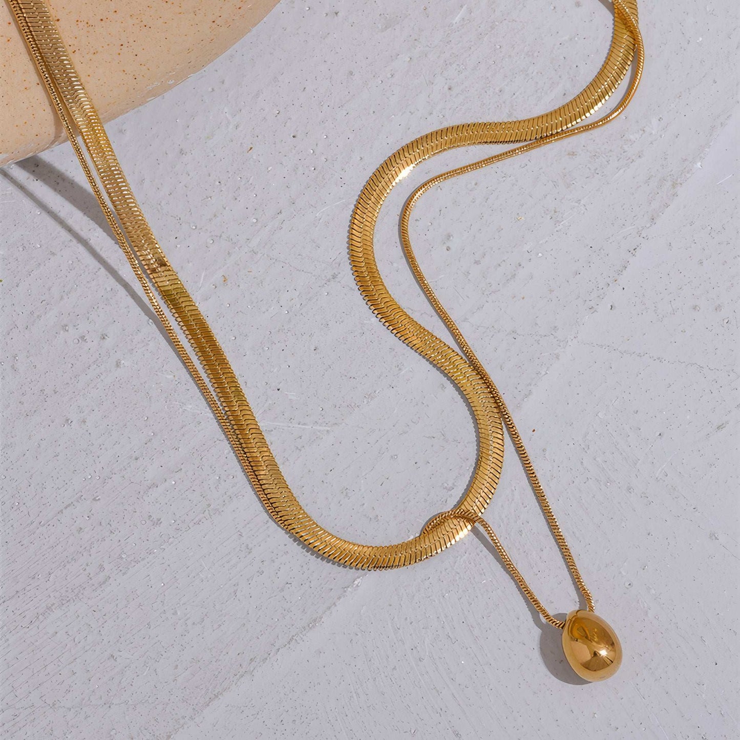 Layered Snake Drop Necklace - Gold - Additional View - Ohh Glam