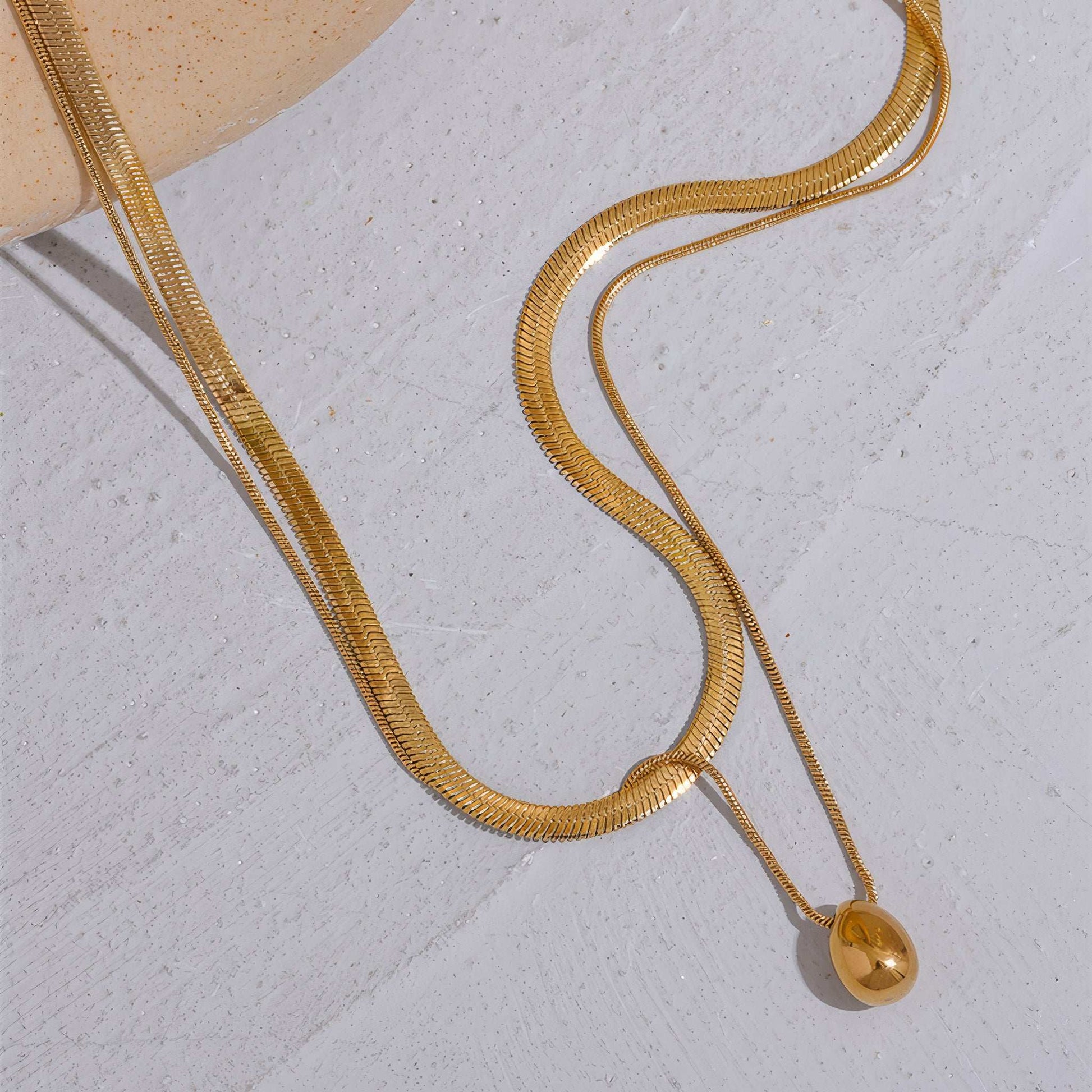 Layered Snake Drop Necklace - Gold - Additional View - Ohh Glam