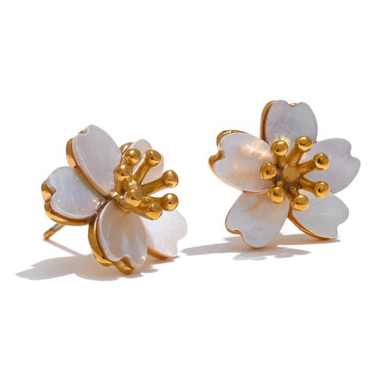 Shell Flower Stud Earrings - Ohh Glam