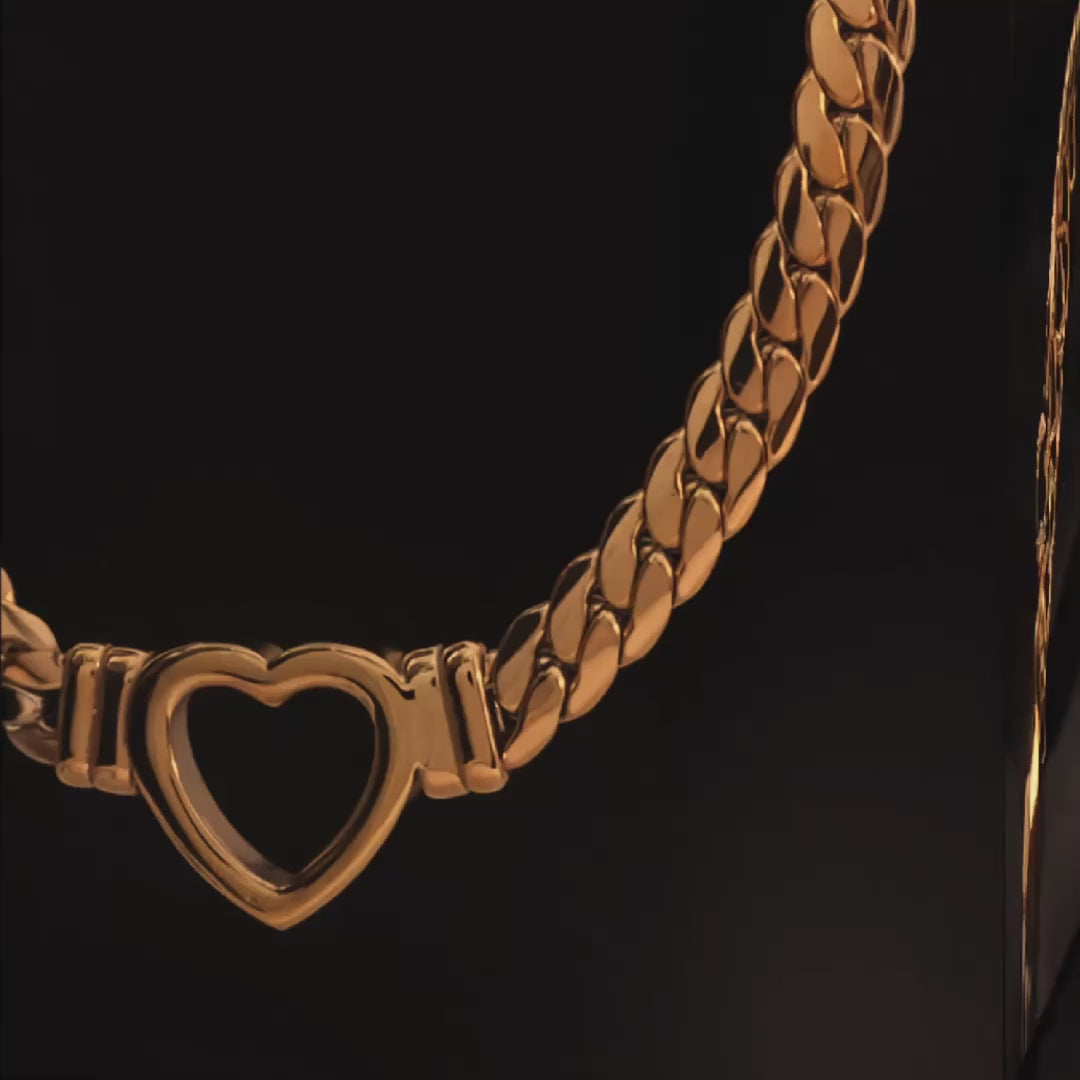 AMORE Heart Link Necklace - Gold - Detail View - Ohh Glam